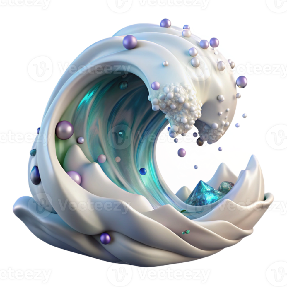 wonderful modern Ocean Wave with White Foam Isolated professional png