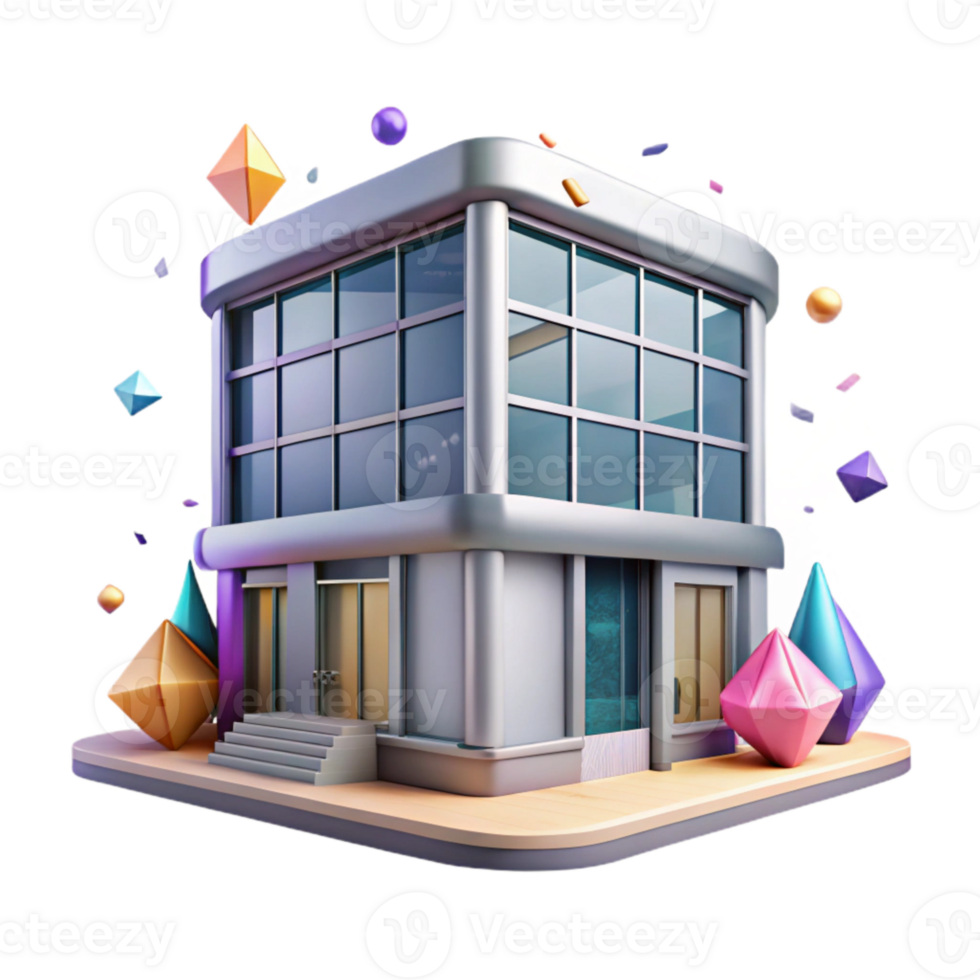 impressive modern Office Building with Glass Windows Transparent Background original png