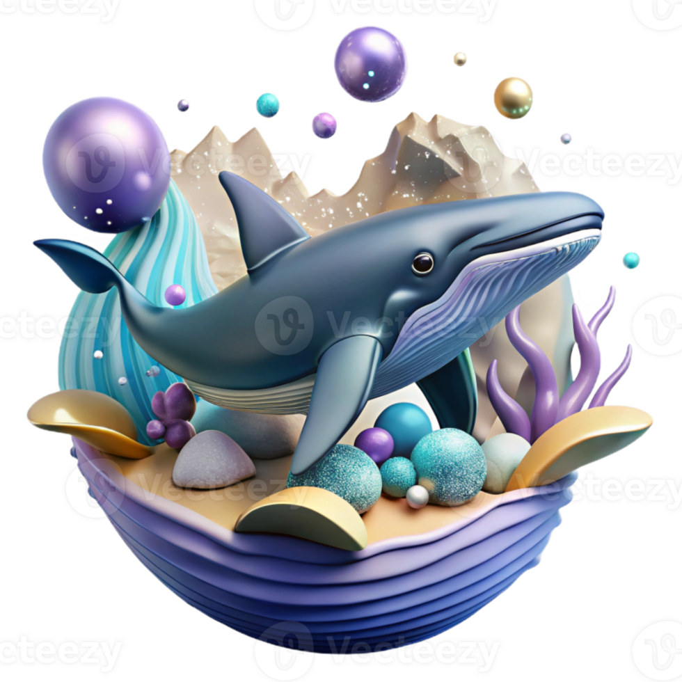 serene creative Ocean Whale Breaching Surface Isolated detailed png
