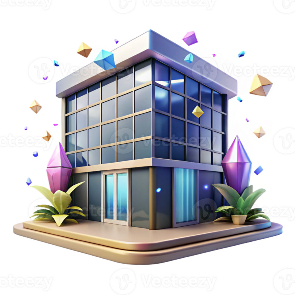 magnificent rustic Office Building with Glass Windows Transparent Background high resolution png