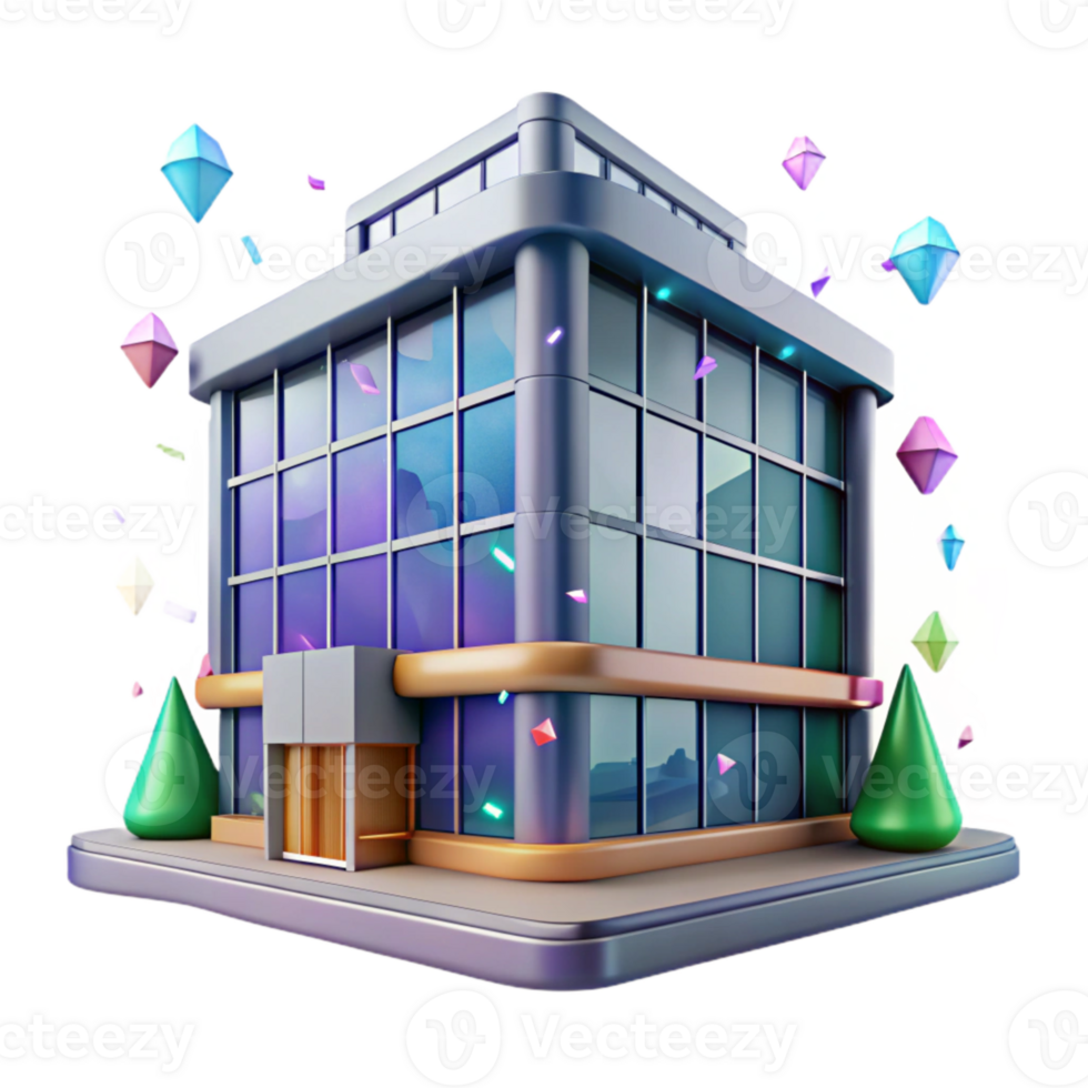 elegant modern Office Building with Glass Windows Transparent Background authentic png