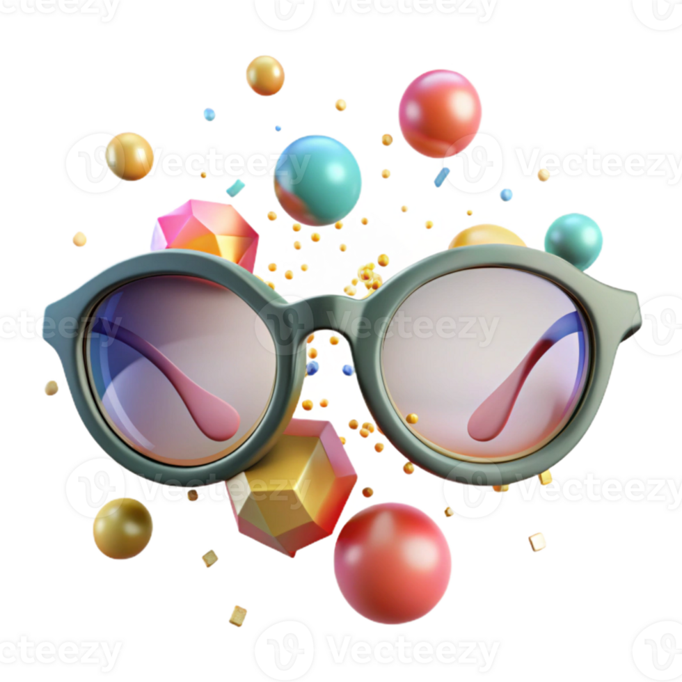 impressive creative Old Fashioned Spectacles Front View Transparent Background detailed png