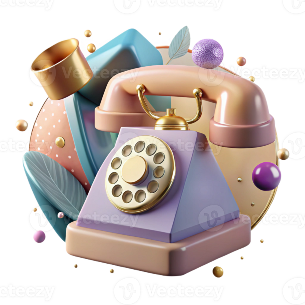 beautiful artistic Old Fashioned Telephone with Rotary Dial Isolated Element exclusive png