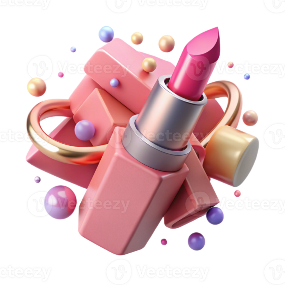 extraordinary artistic Pink Lipstick Isolated with Open Cap genuine png