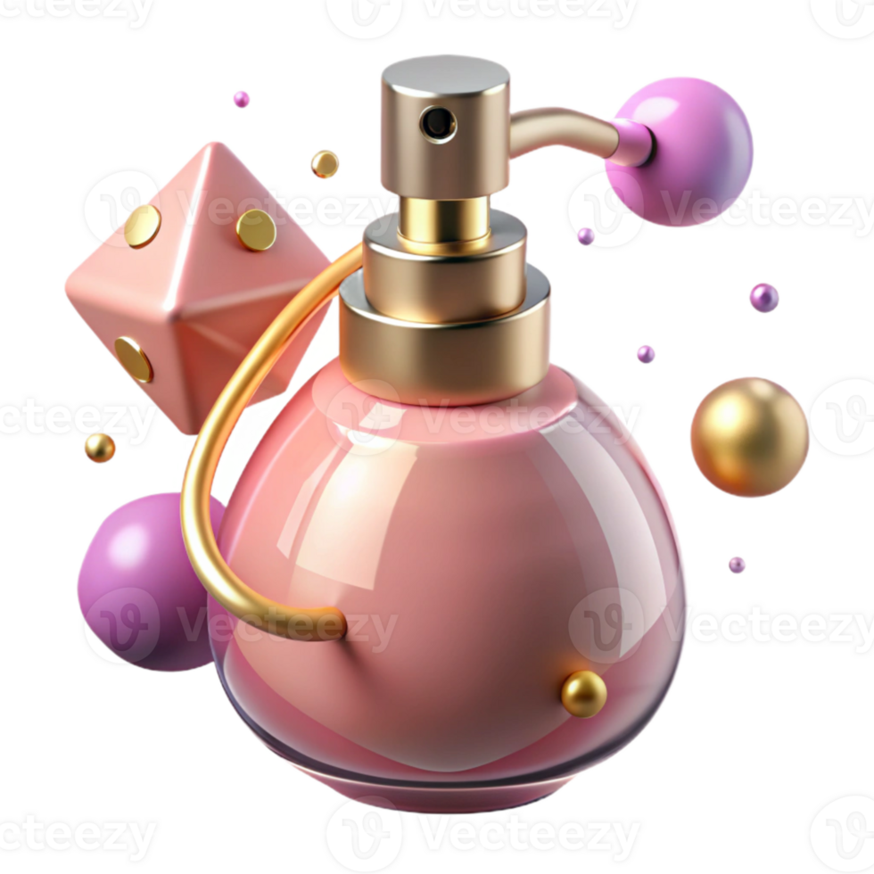 dramatic classic Pink Perfume Bottle Isolated with Spray Nozzle png