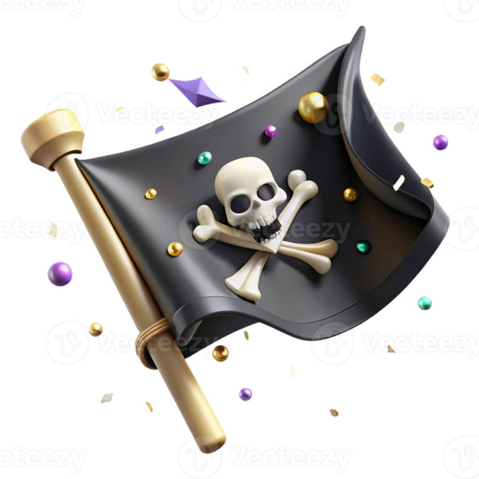 stunning contemporary Pirate Flag Cutout with Black Background high quality png
