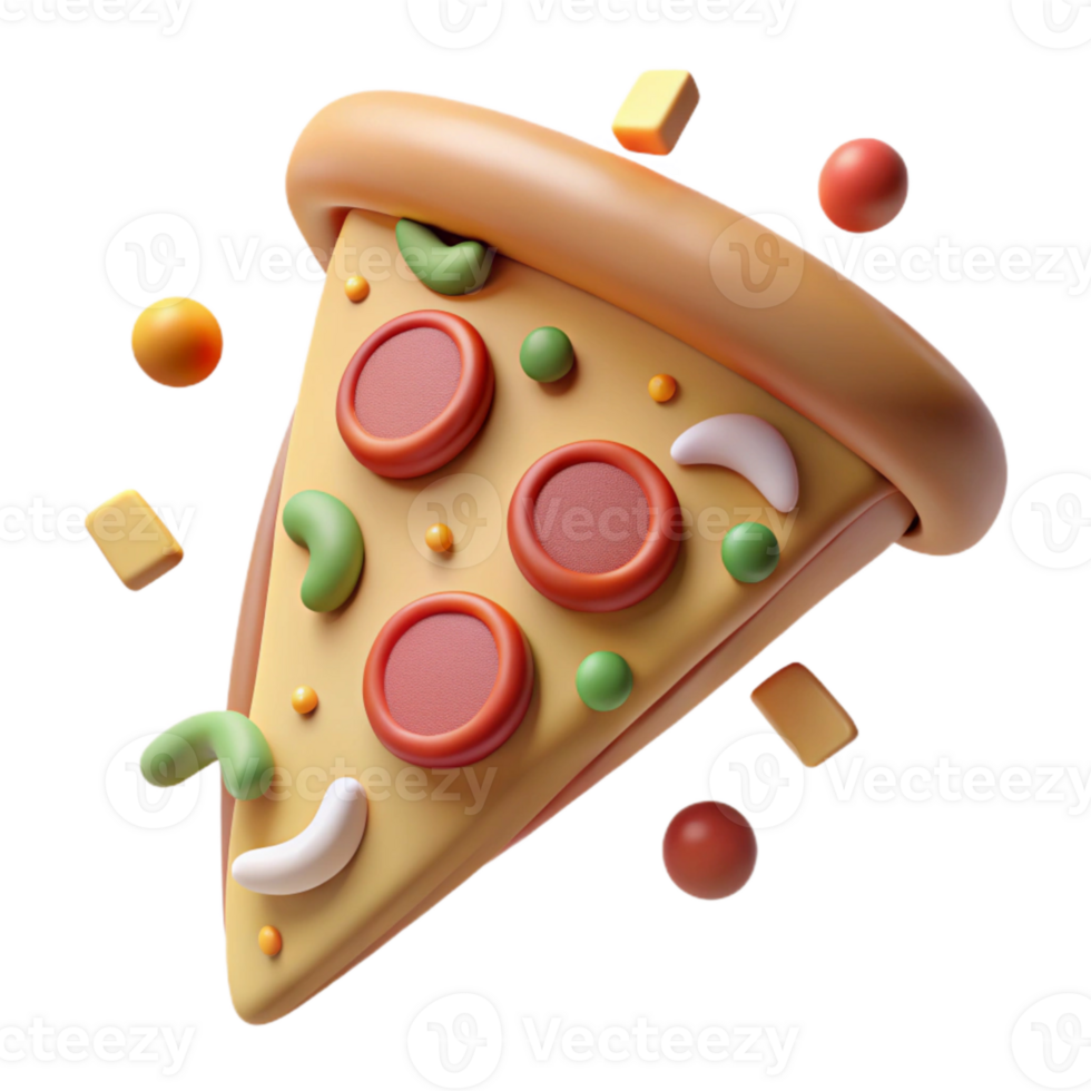 vibrant artistic Pizza Slice with Pepperoni and Cheese Cutout high quality png