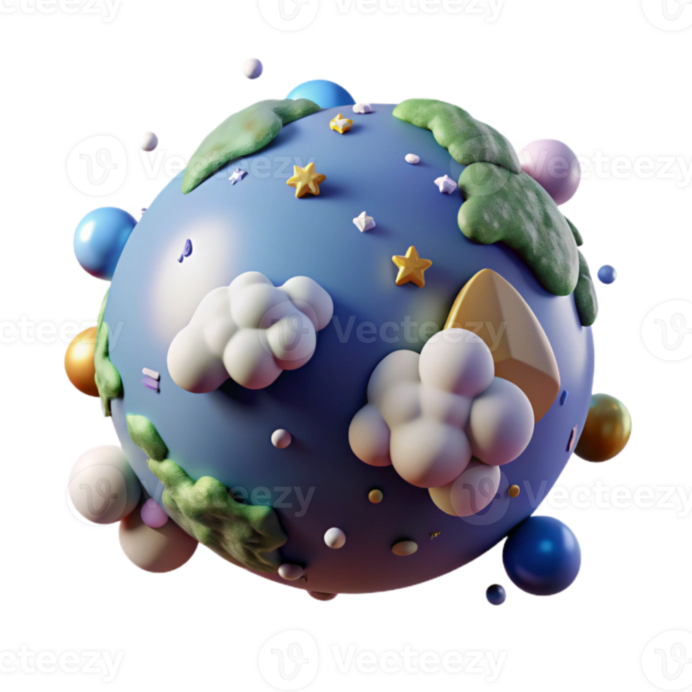 impressive artistic Planet Earth Isolated with Detailed Cloud Cover premium png