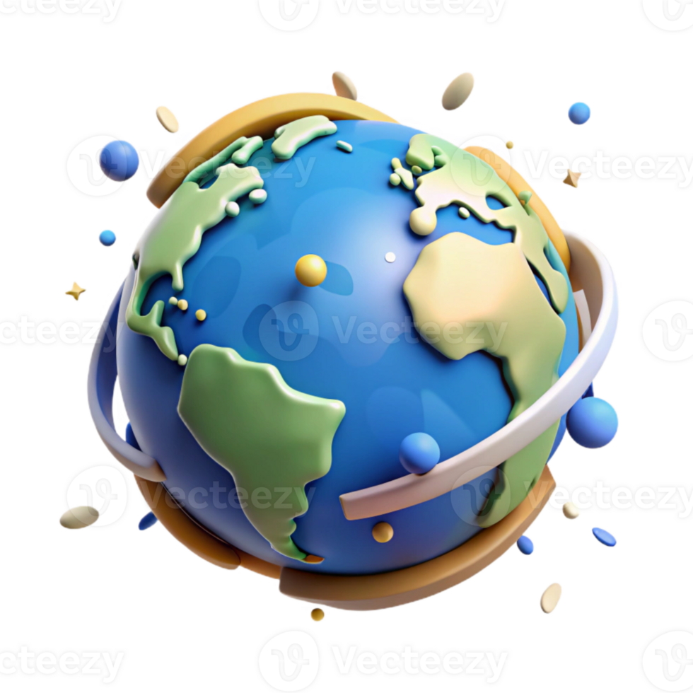 impressive creative Planet Earth Rotating Cutout with Blue Oceans original png