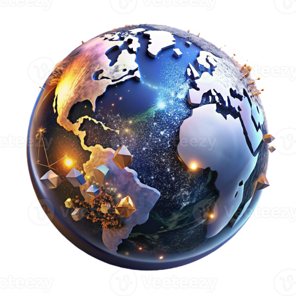 stunning minimalist Planet Earth Night View Cutout with City Lights premium png