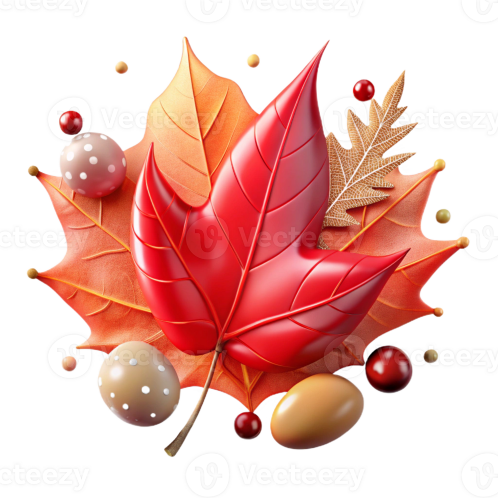 serene creative Red Autumn Leaf Transparent Background Image professional png