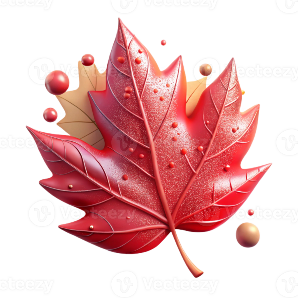 beautiful artistic Red Autumn Leaf Transparent Background Image premium png
