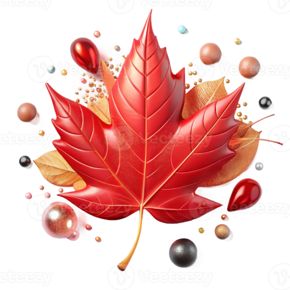 dramatic classic Red Autumn Leaf Transparent Background Image detailed png