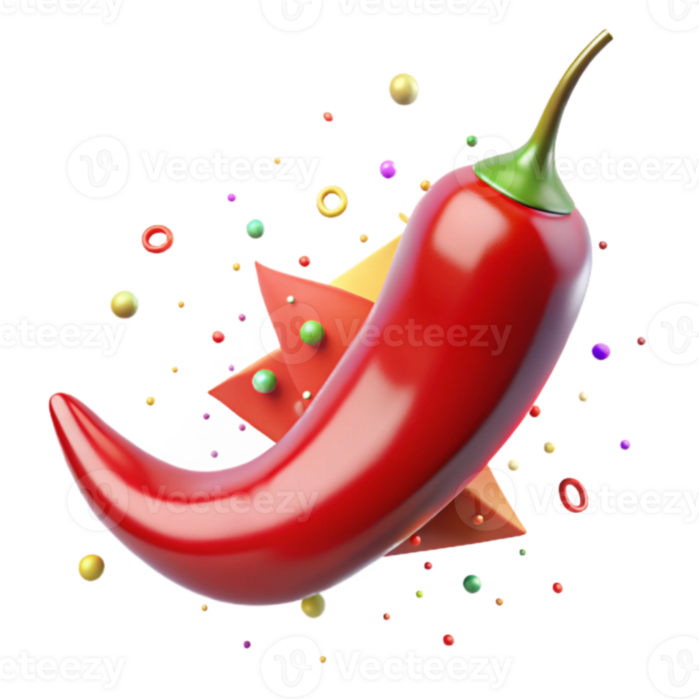 magnificent artistic Red Chili Pepper Curved Shape Transparent professional png