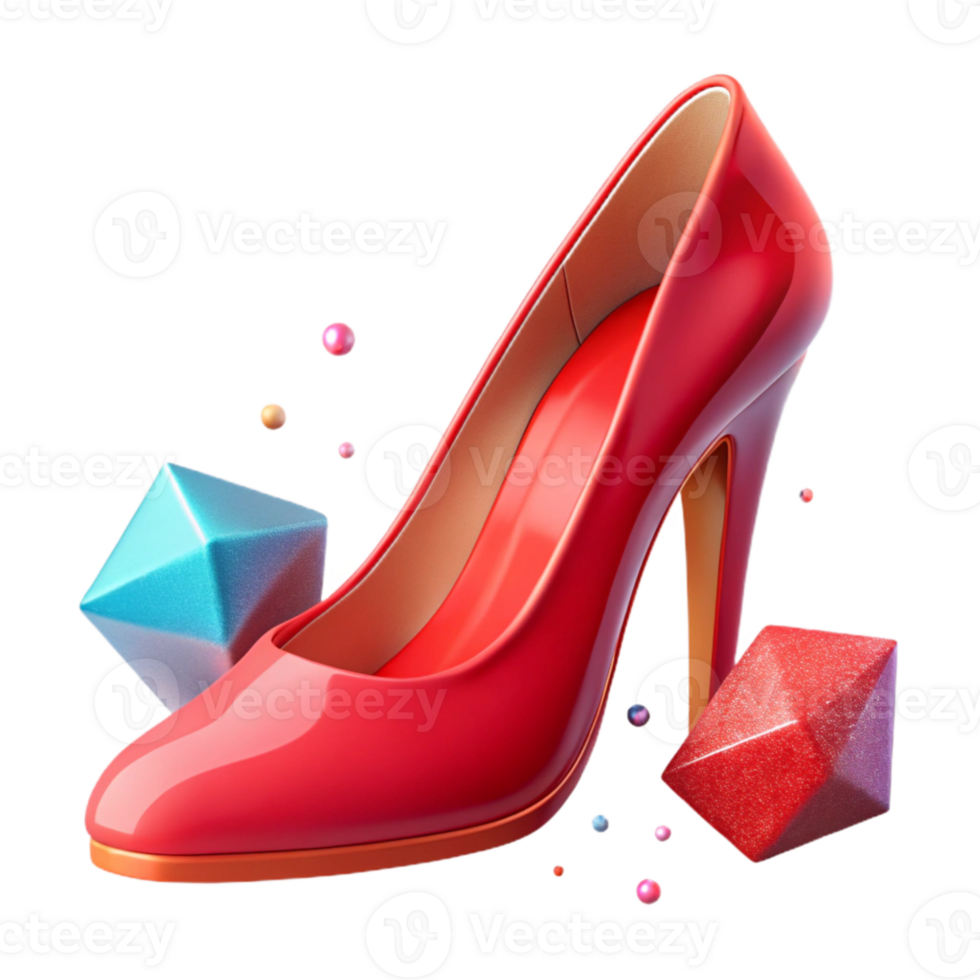 serene modern Red High Heel Shoe Side View Transparent Background premium png