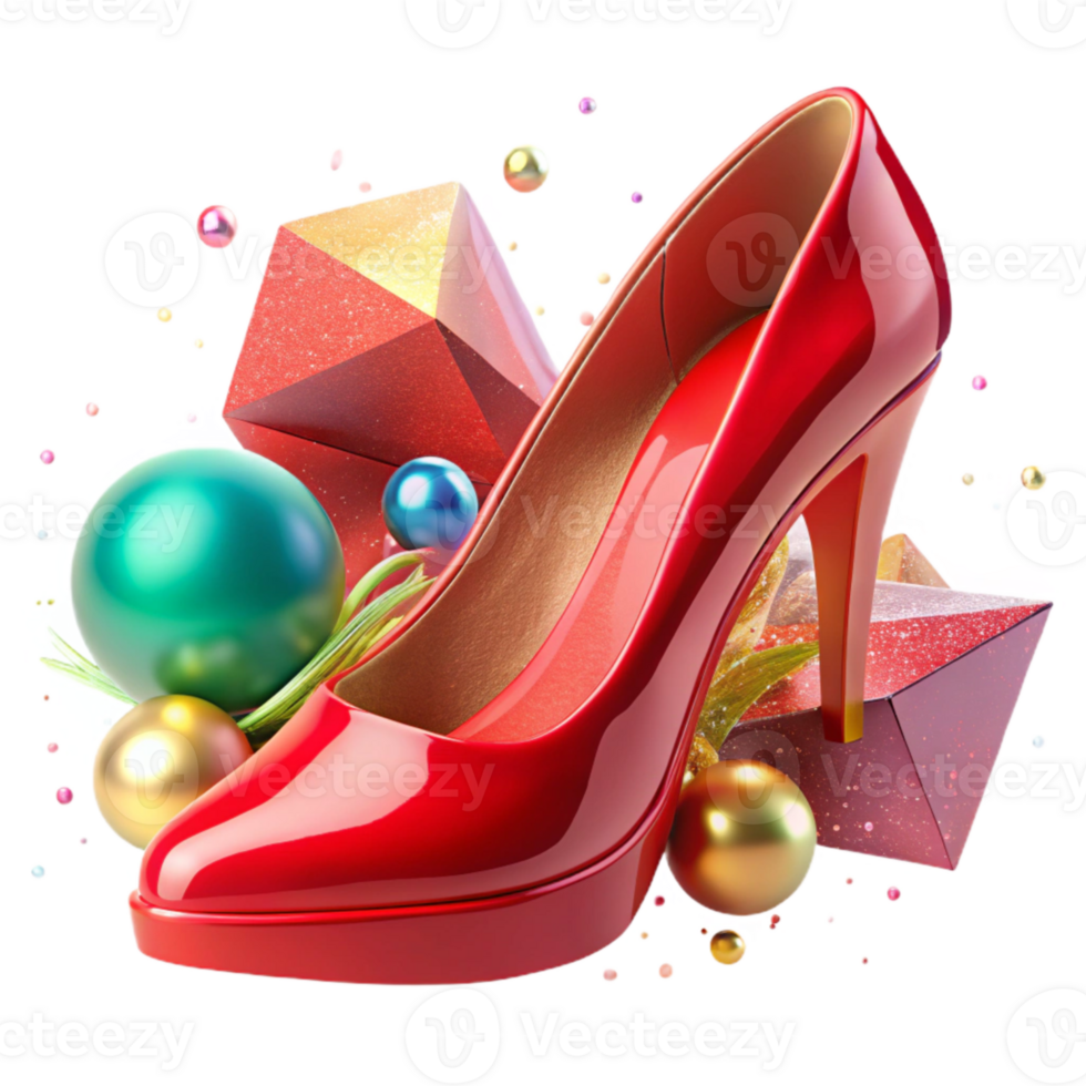 impressive artistic Red High Heel Shoe Side View Transparent Background genuine png