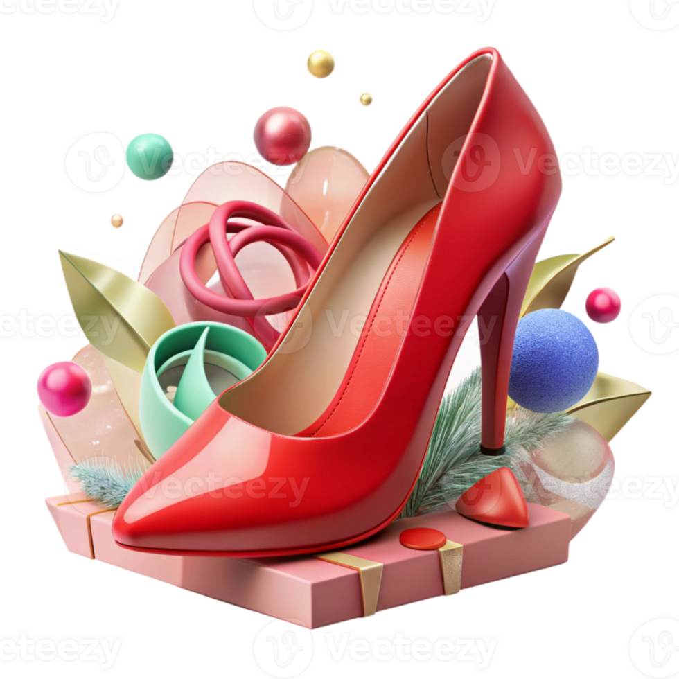 stunning rustic Red High Heel Shoe Side View Transparent Background high quality png