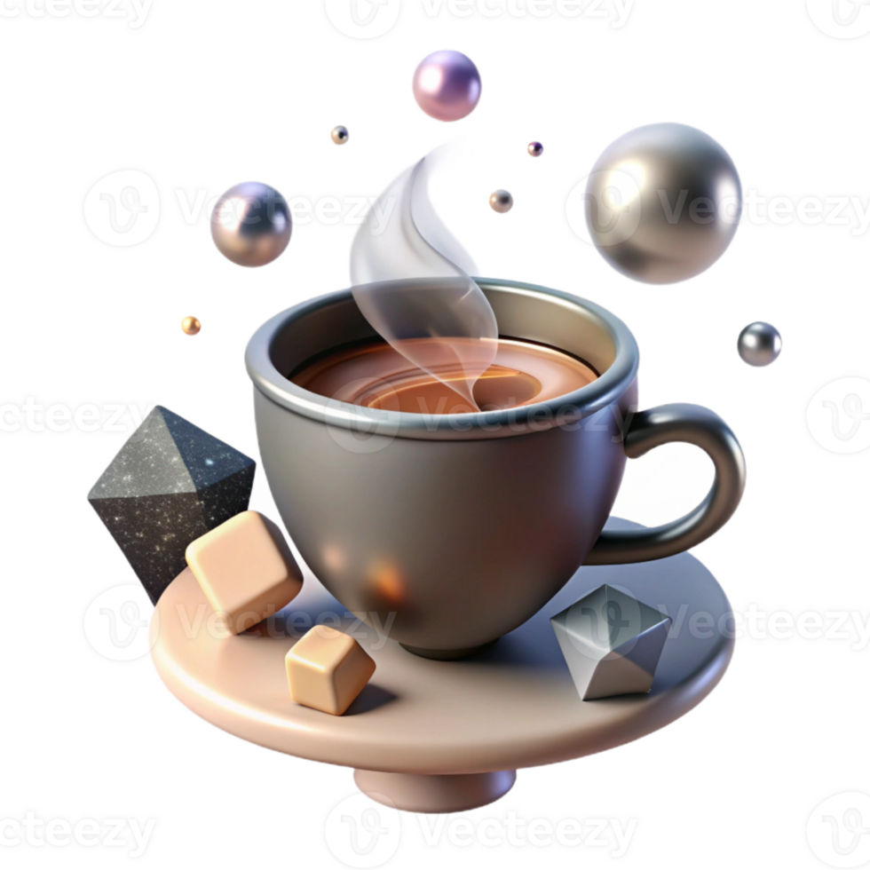 vibrant minimalist Shadow of Coffee Cup with Steam Isolated professional png