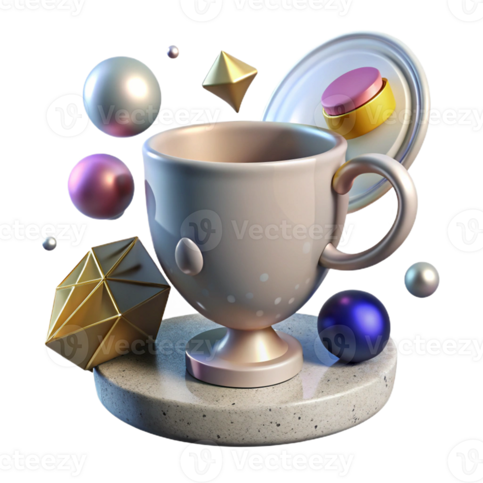 vibrant contemporary Shadow of Cup with Handle Transparent Background png