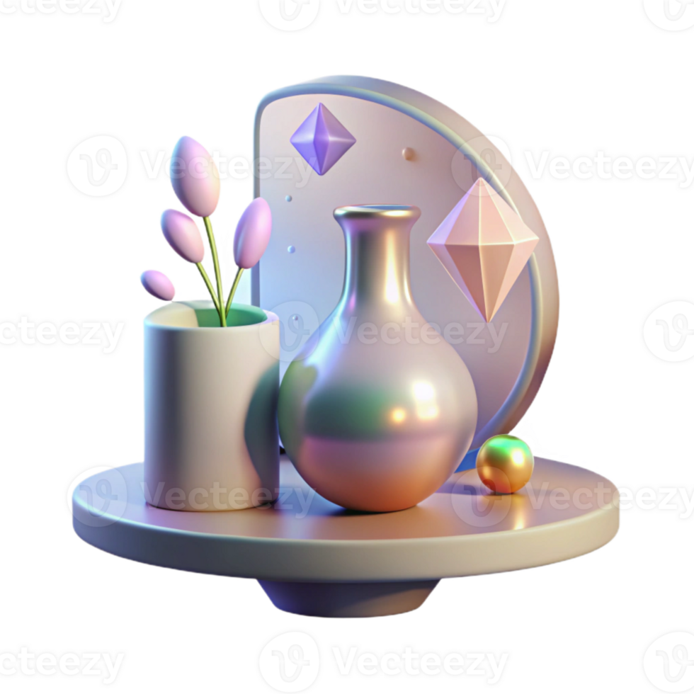 dramatic abstract Shadow of Flower Vase on Shelf Transparent Background detailed png