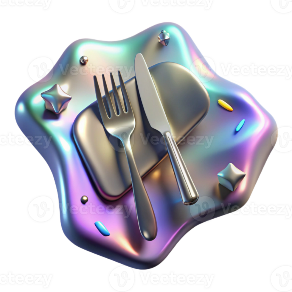 serene artistic Shadow of Fork and Knife with Metallic Shine Isolated high quality png
