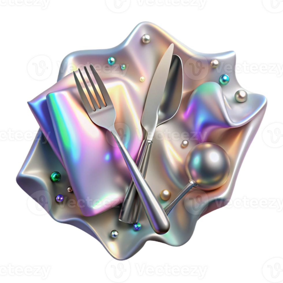 magnificent vintage Shadow of Fork and Knife with Metallic Shine Isolated original png
