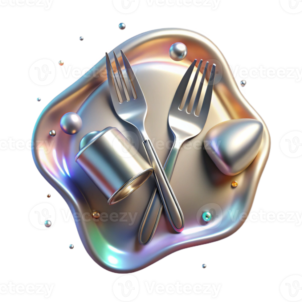 magnificent artistic Shadow of Fork and Knife with Metallic Shine Isolated premium png
