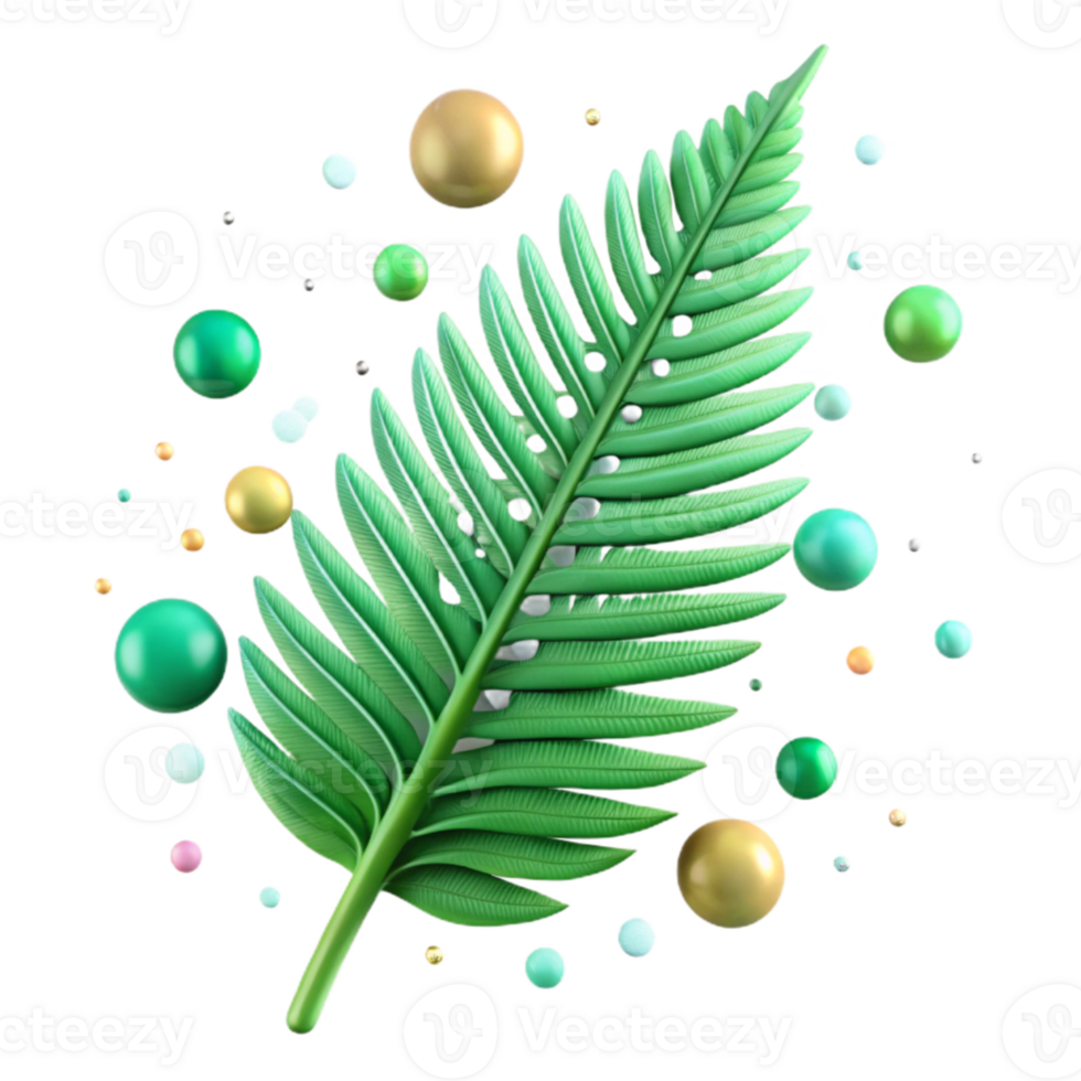 extraordinary abstract Single Green Fern Frond Isolated with Realistic Detail png