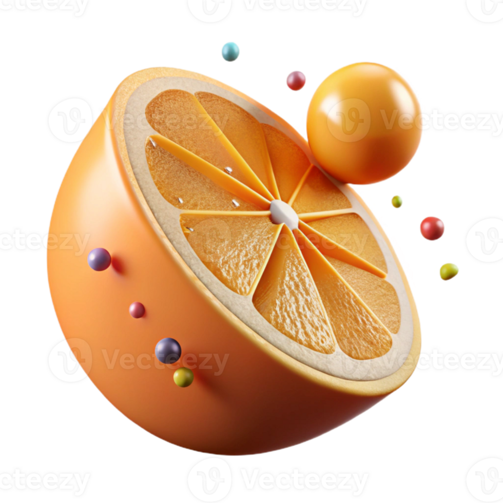 extraordinary creative Single Orange Slice Side View Transparent Background Isolated exclusive png