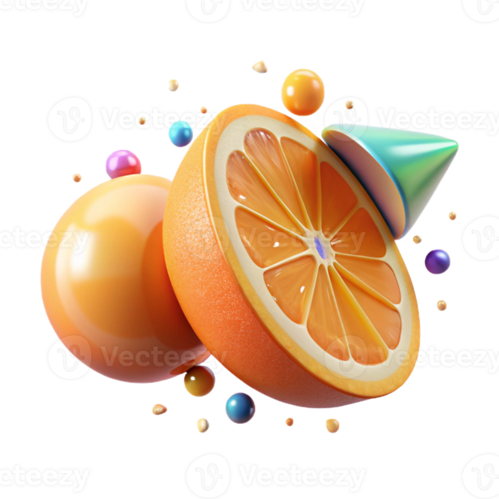 beautiful minimalist Single Orange Slice Side View Transparent Background Isolated original png