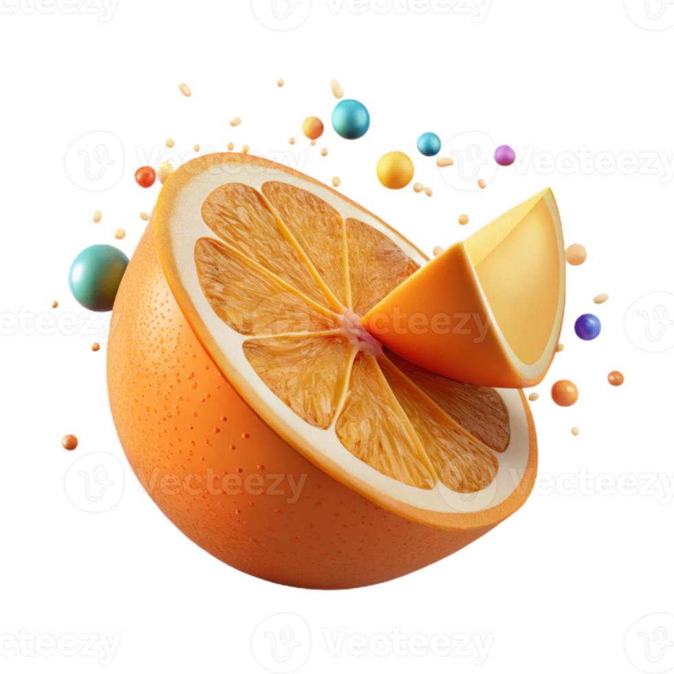 vibrant abstract Single Orange Slice with Texture Cutout Transparent Background authentic png