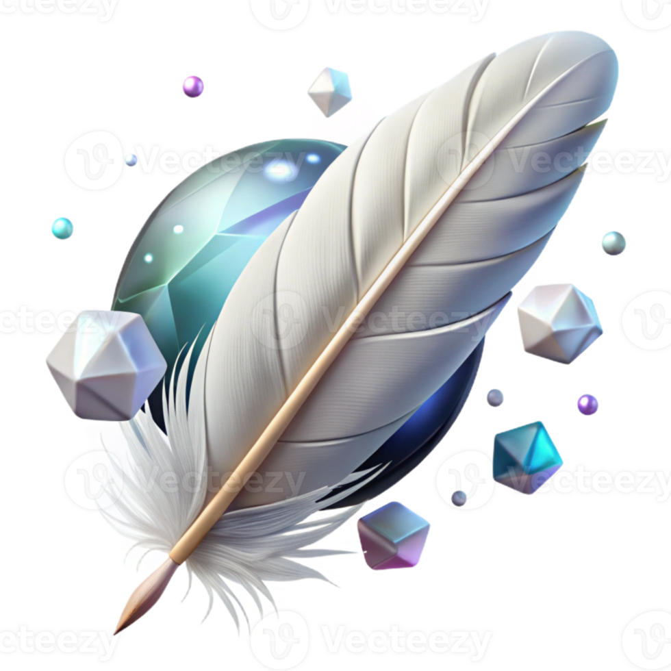 vibrant classic Single White Feather Healing Symbol Transparent Background high quality png