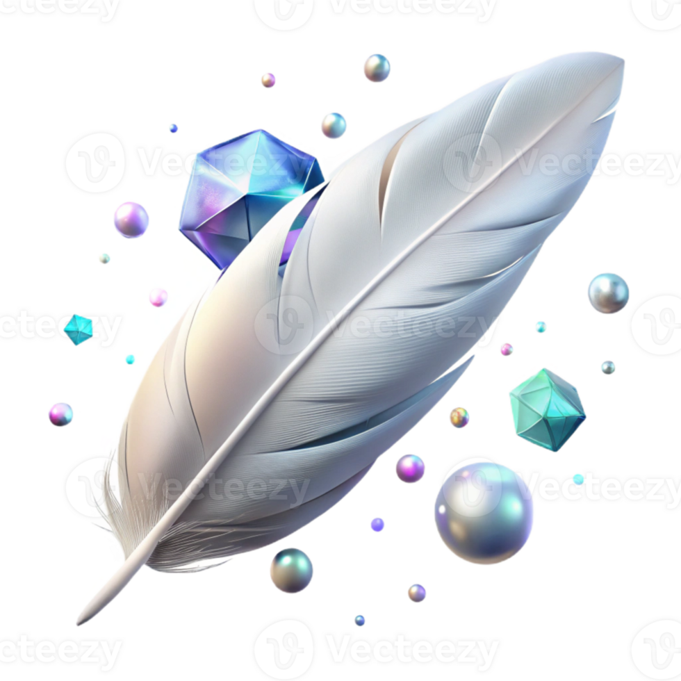 wonderful creative Single White Feather Healing Symbol Transparent Background professional png