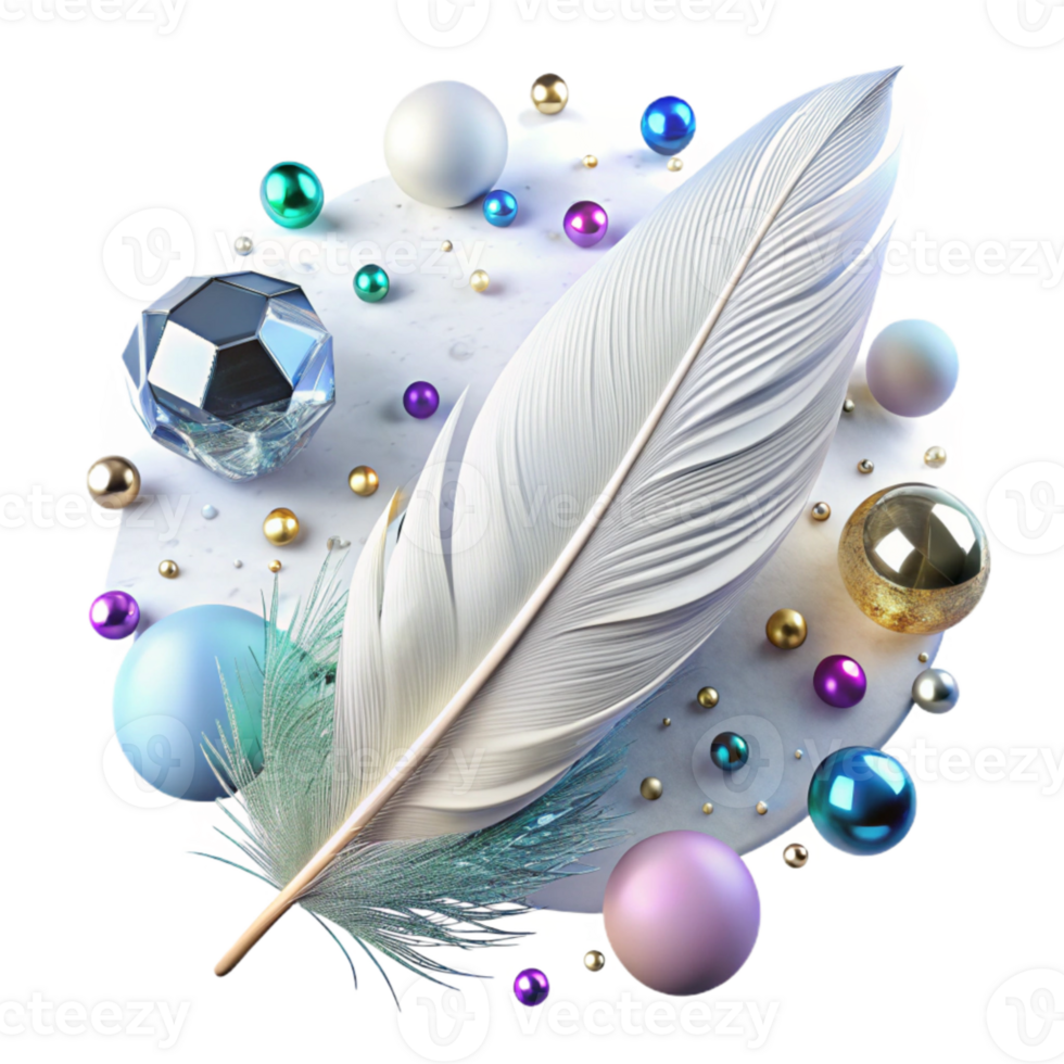 vibrant classic Single White Feather Soft Lighting Transparent Background premium png