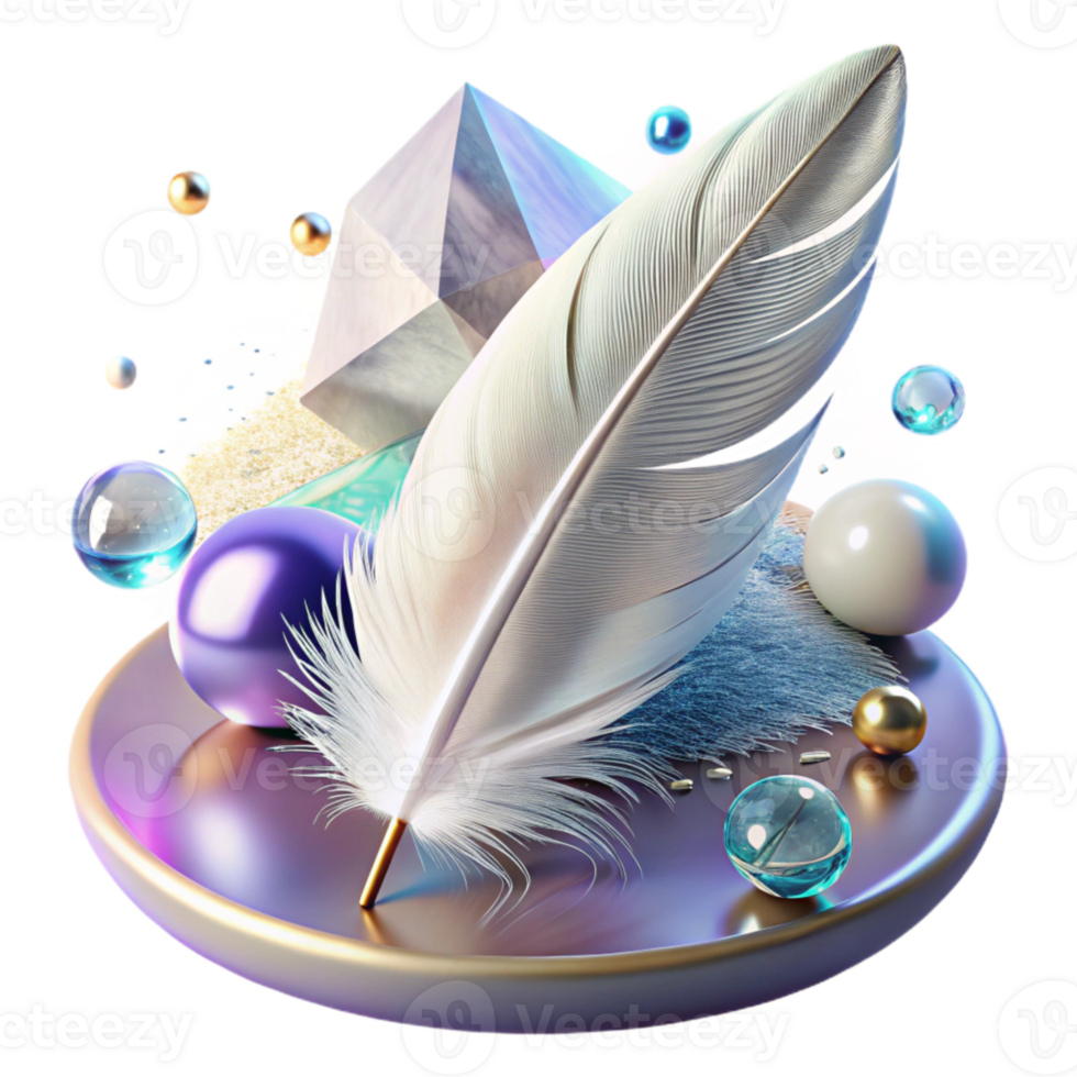 wonderful artistic Single White Feather Soft Lighting Transparent Background png