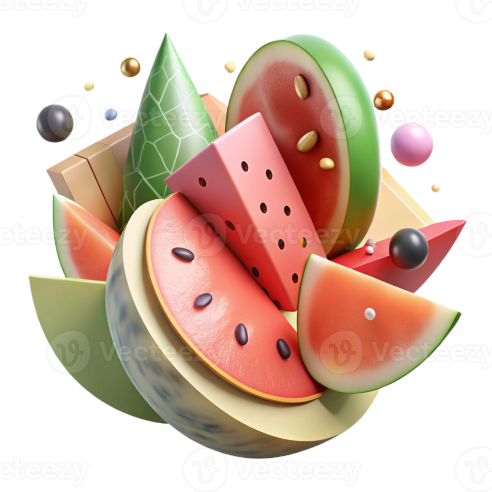 beautiful rustic Sliced Watermelon Isolated with Seeds high quality png