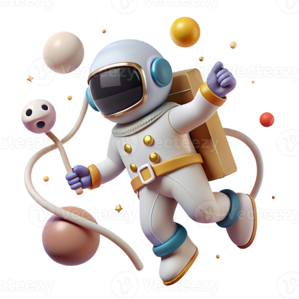 serene modern Space Walking Astronaut Cutout with Tether Line professional png