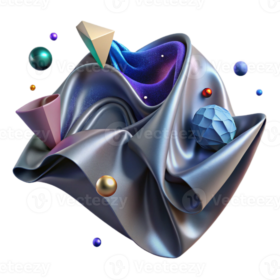 dramatic creative Spacetime Fabric Isolated with Gravitational Waves detailed png