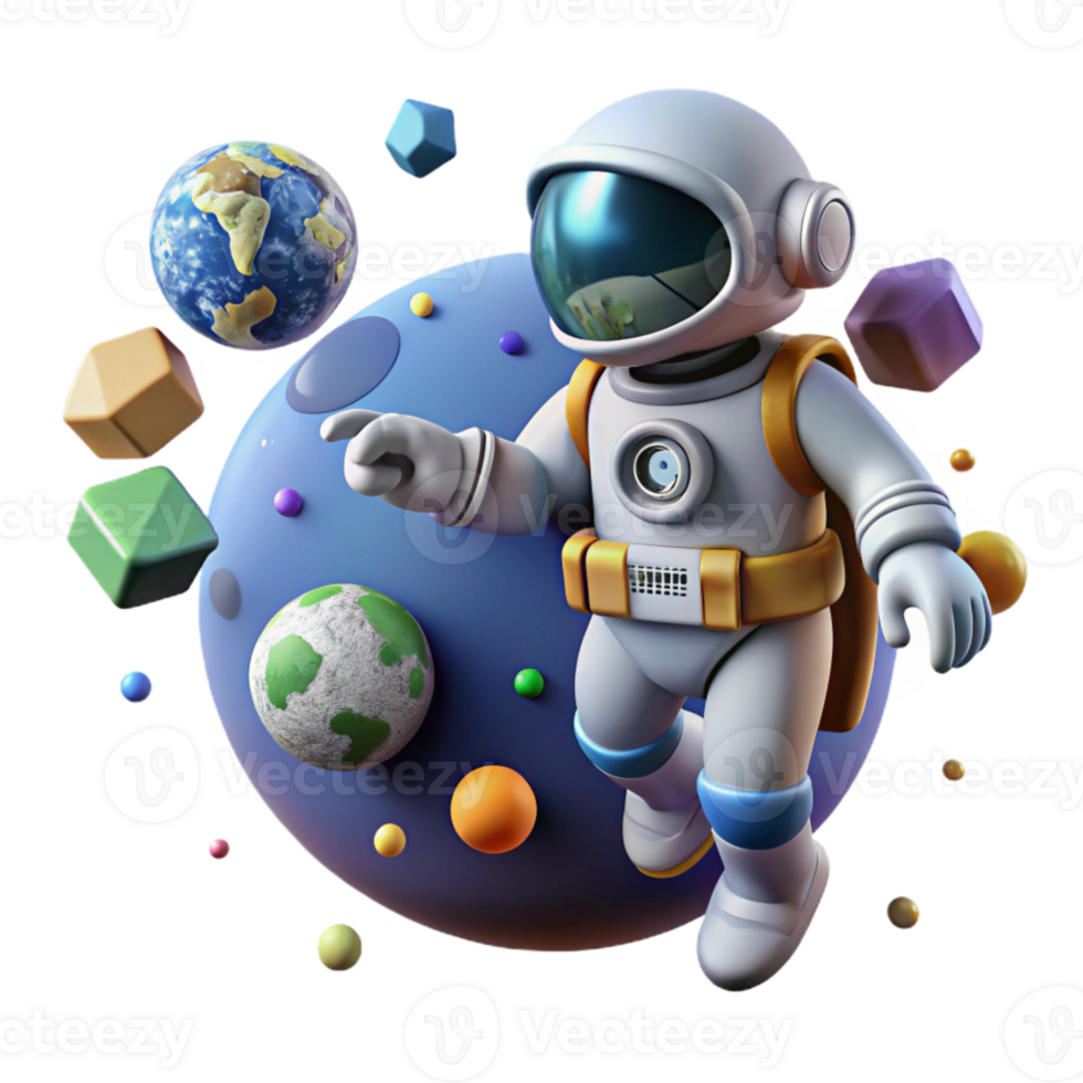 dramatic rustic Spacewalk Scene with Astronaut and Earth Cutout high resolution png