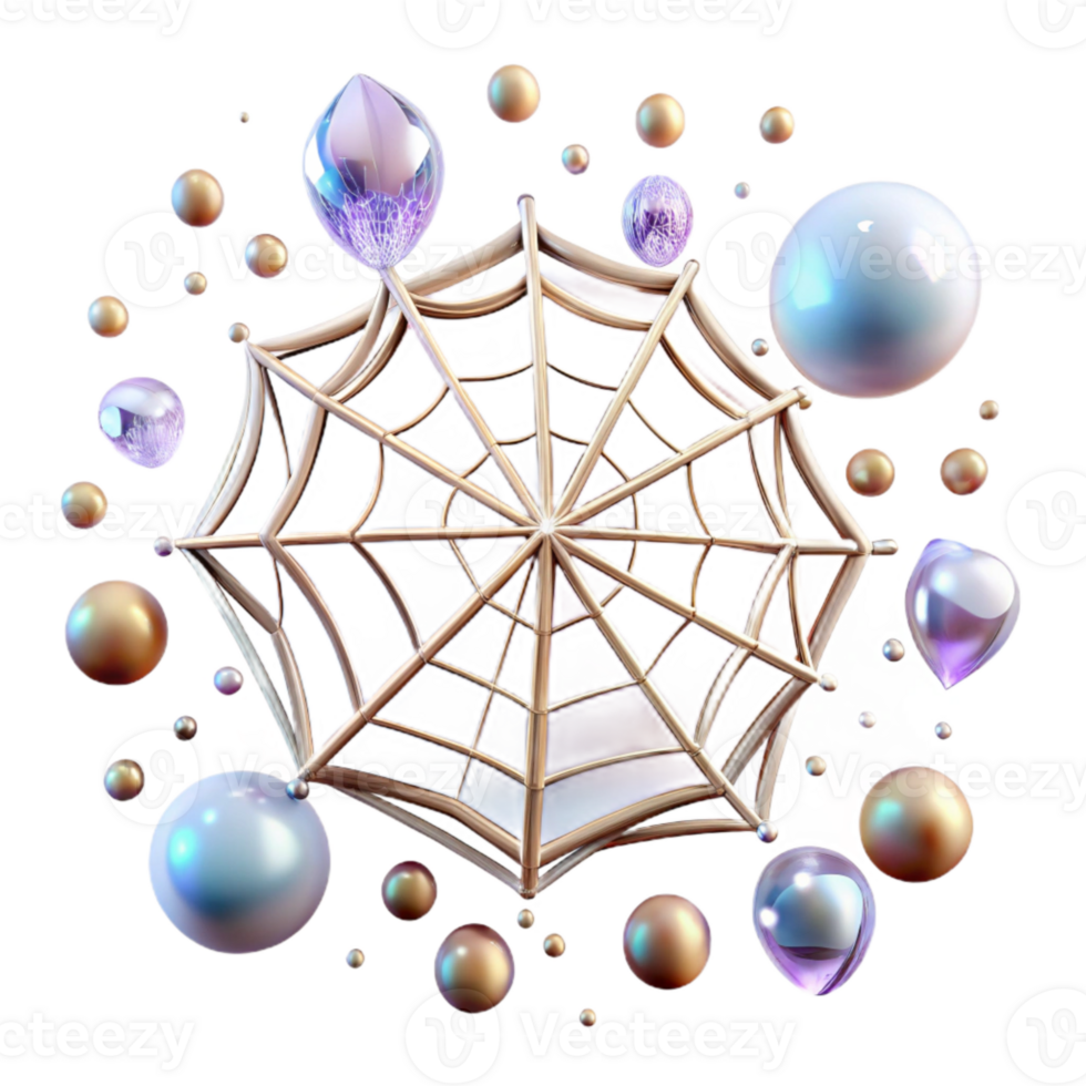 stunning abstract Spider Web Transparent Background with Dewdrops original png