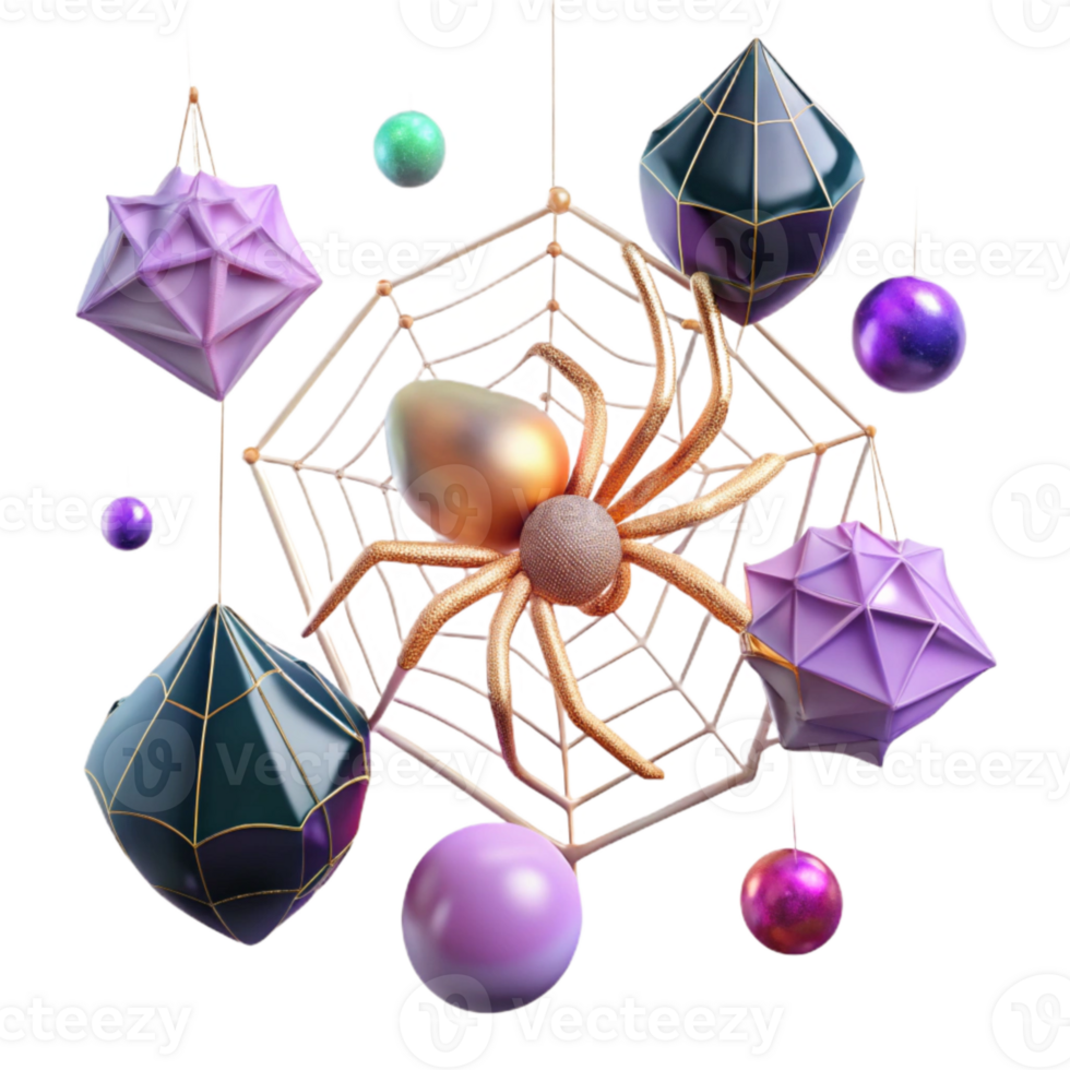 beautiful modern Spider Web Transparent Background with Dewdrops genuine png