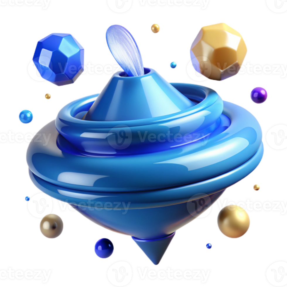 beautiful modern Spinning Blue Top Transparent Background Element original png