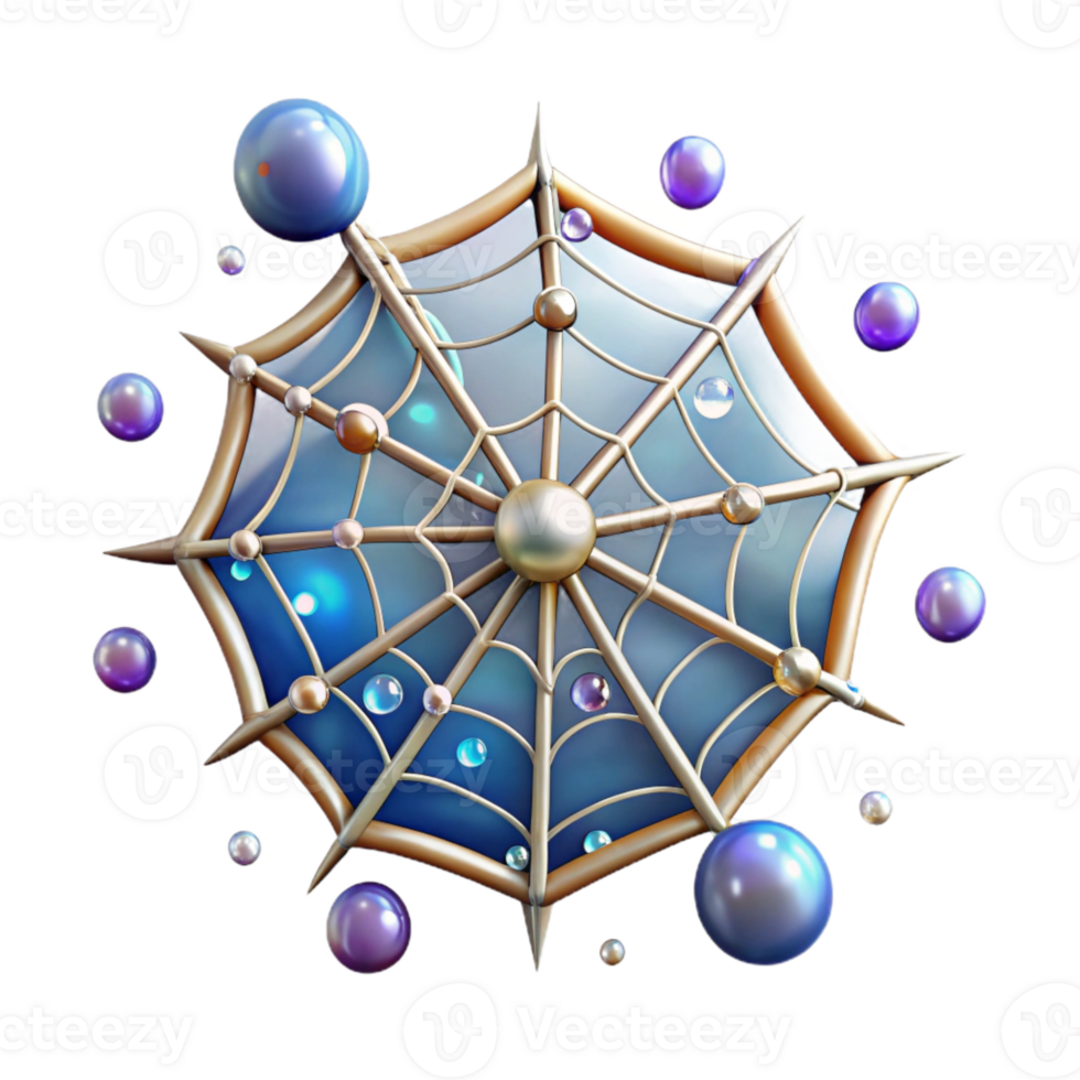 vibrant modern Spider Web with Dewdrops Transparent Background exclusive png