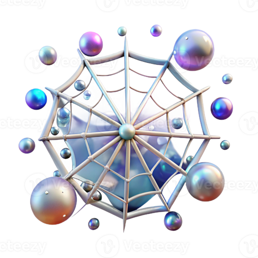 magnificent rustic Spider Web with Dewdrops Transparent Background high quality png