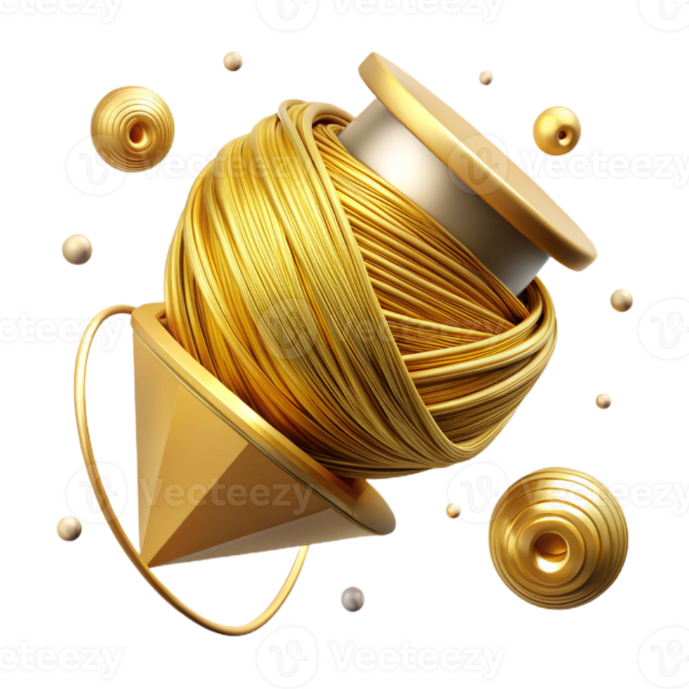 impressive modern Spinning Gold Thread Isolated Angled View premium png