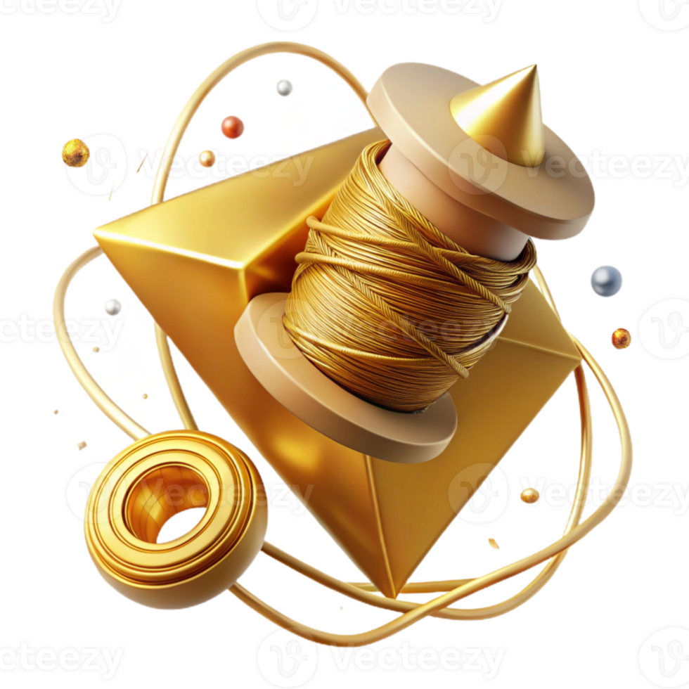 wonderful artistic Spinning Gold Thread Isolated Angled View png