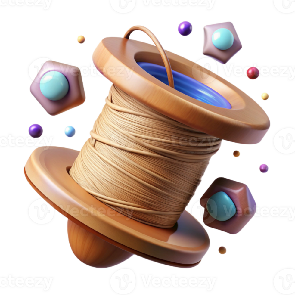 serene creative Thread on a Wooden Spool Isolated Rustic Style original png