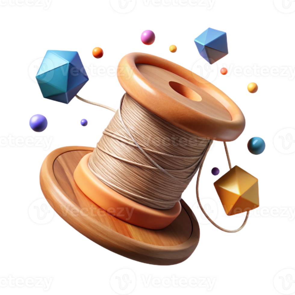 elegant creative Thread on a Wooden Spool Isolated Rustic Style high resolution png