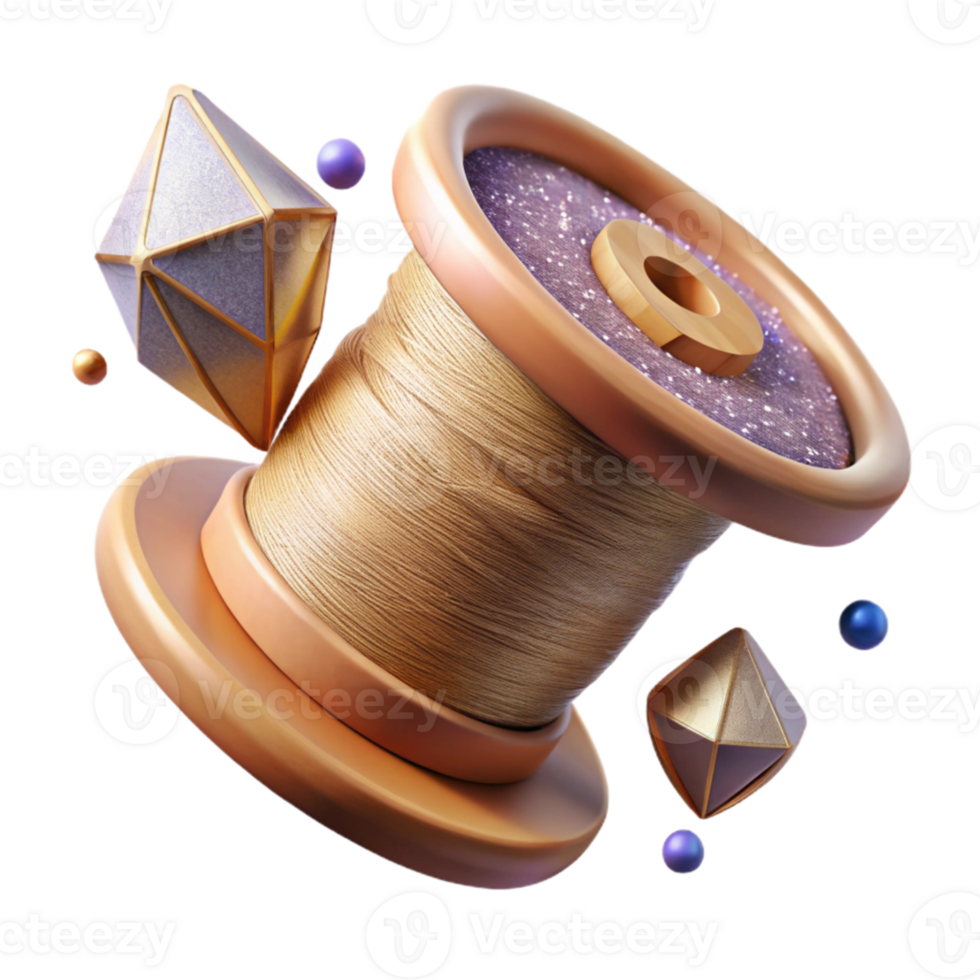 serene modern Thread on a Vintage Spool Isolated Antique Style exclusive png