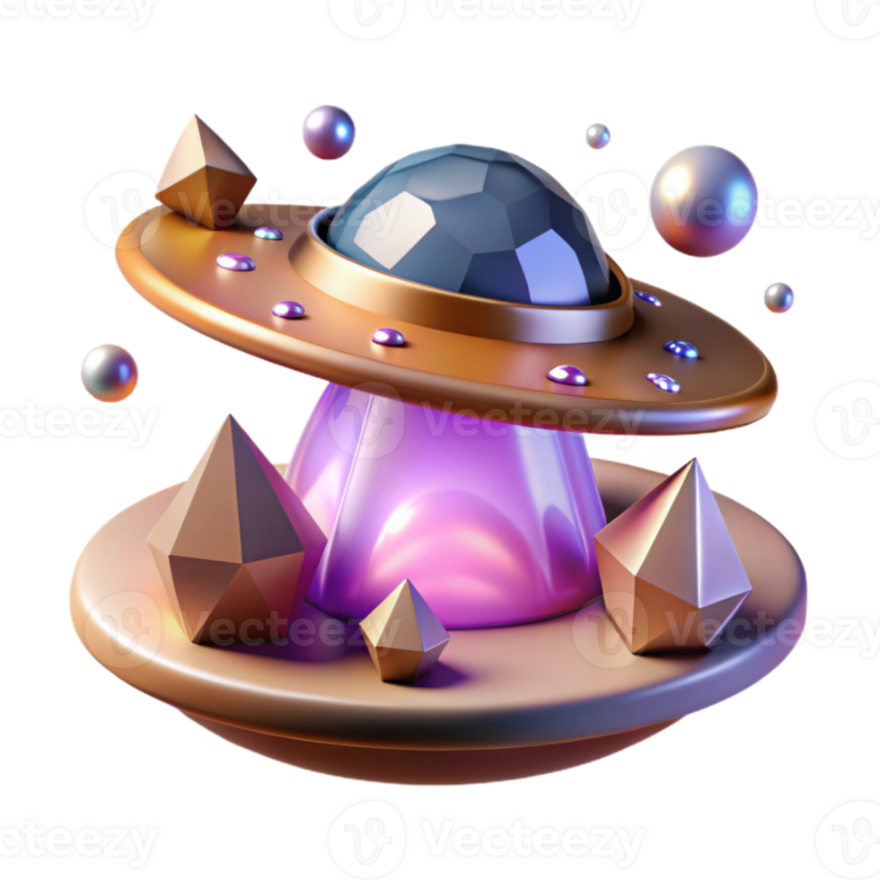 serene vintage Ufo with Glowing Lights Cutout authentic png